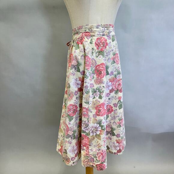 Vintage 70s Skirting the Issue floral wrap skirt one size adjustable knee length - Picture 6 of 16